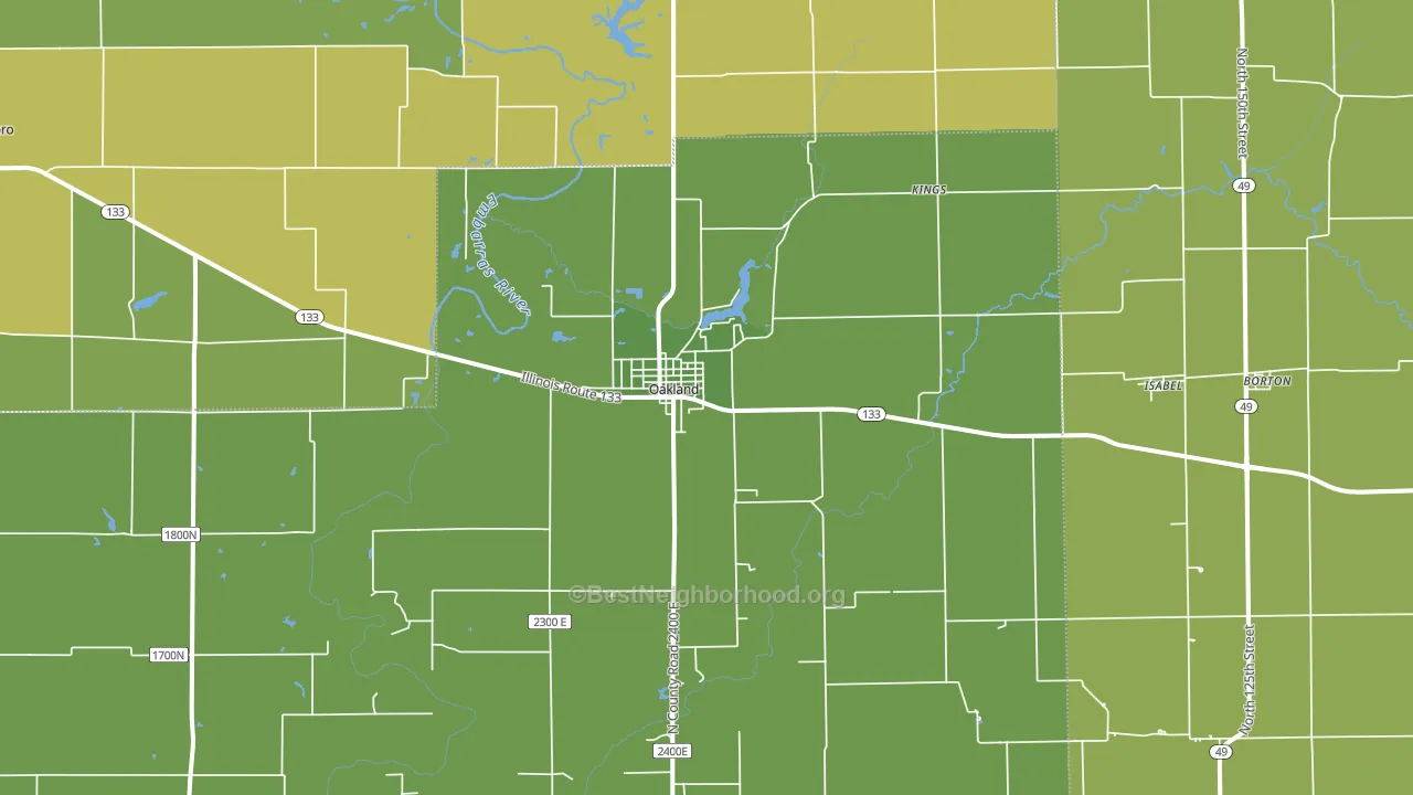 Oakland, IL block-group voter-turnout map