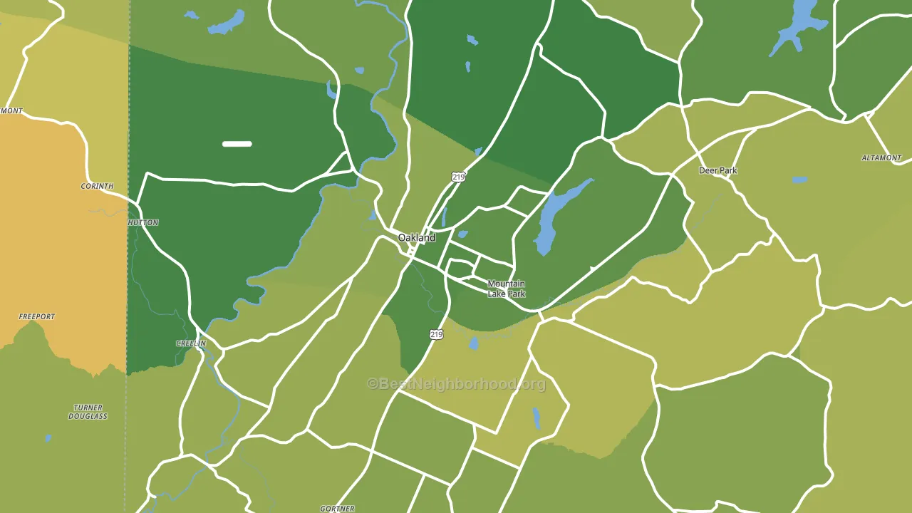 Oakland, MD block-group voter-turnout map