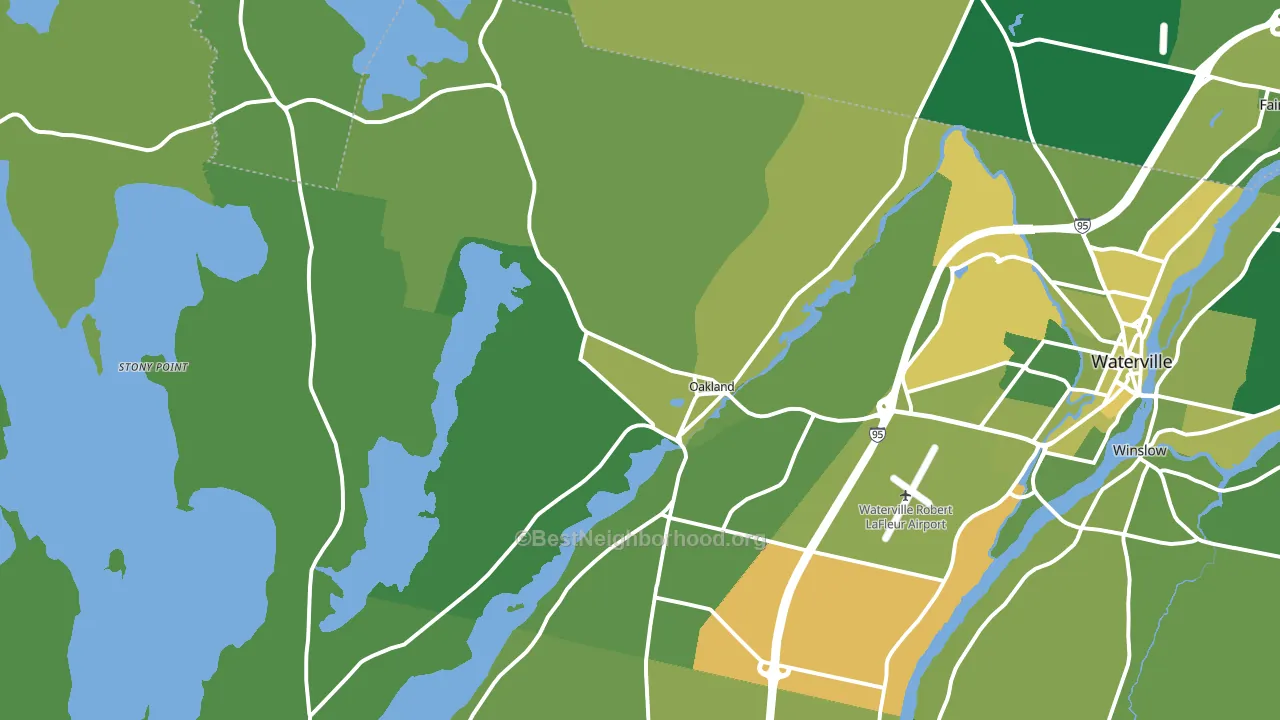 Oakland, ME block-group voter-turnout map