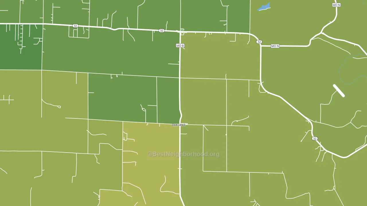 Oakland, MO block-group voter-turnout map