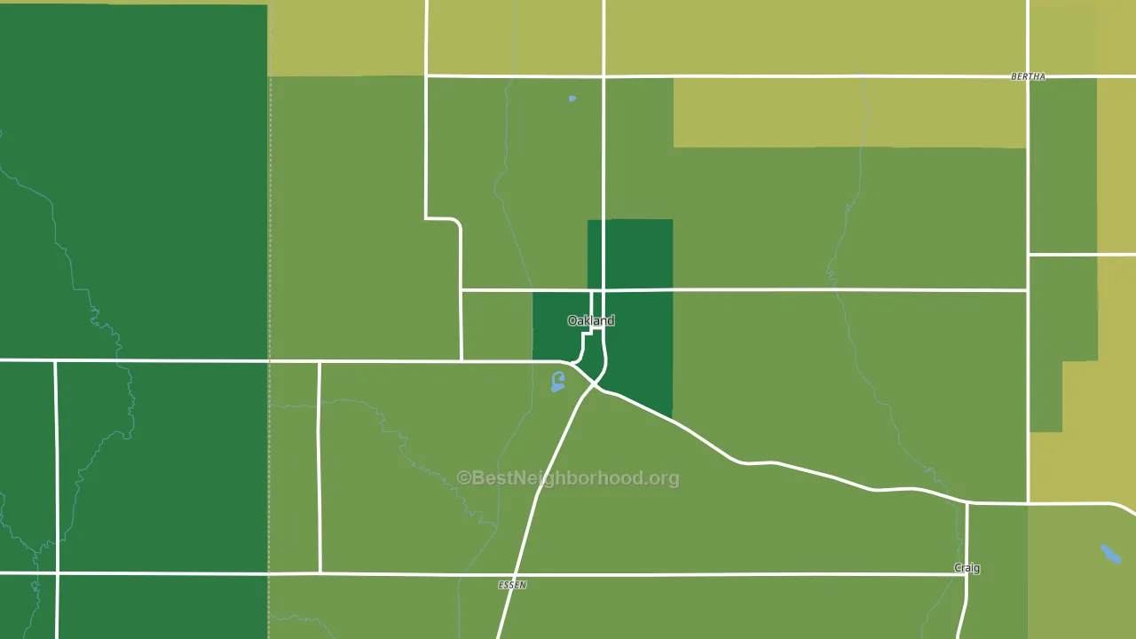 Oakland, NE block-group voter-turnout map
