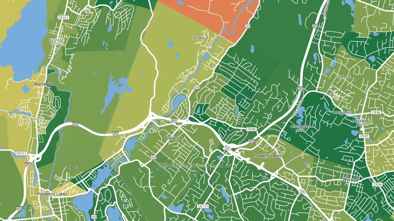 Oakland, NJ block-group voter-turnout map