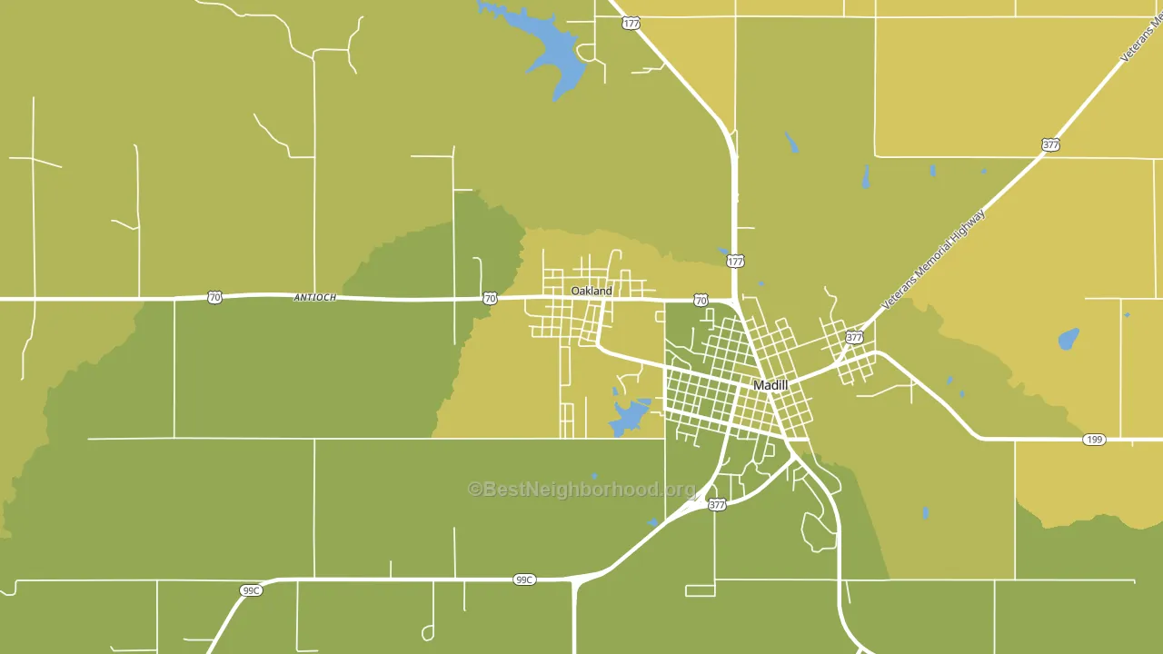 Oakland, OK block-group voter-turnout map