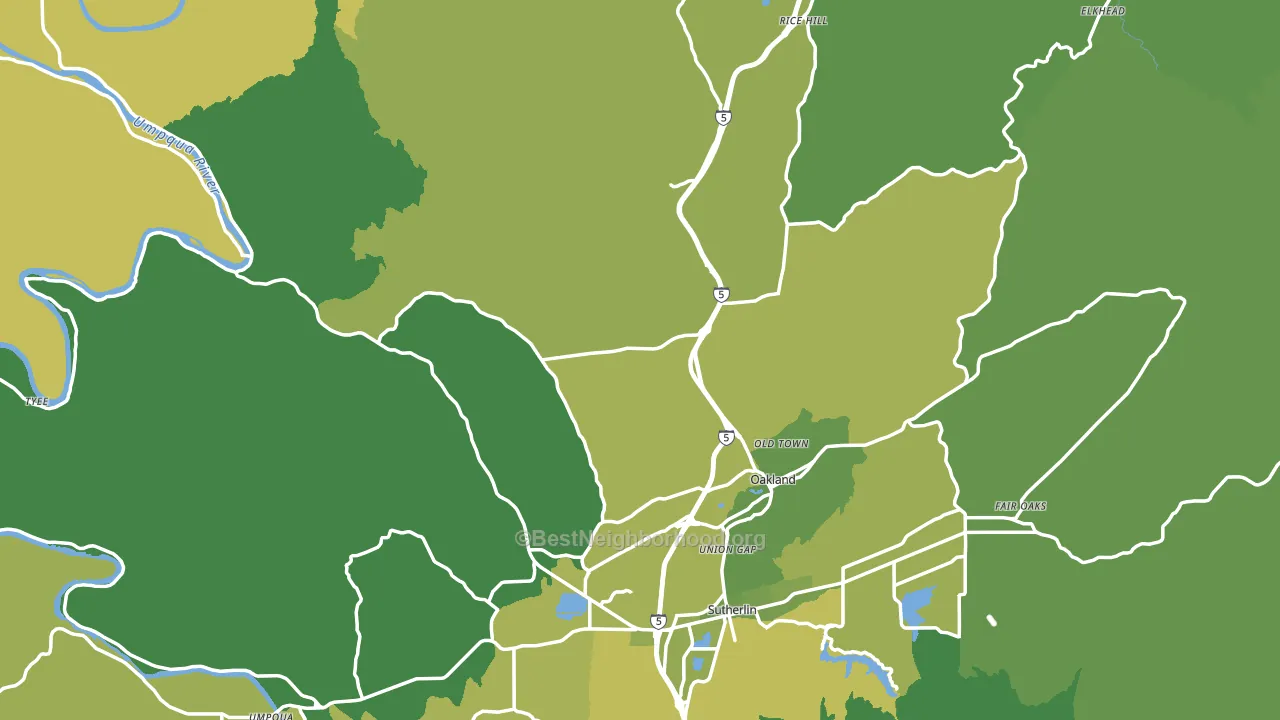 Oakland, OR block-group voter-turnout map
