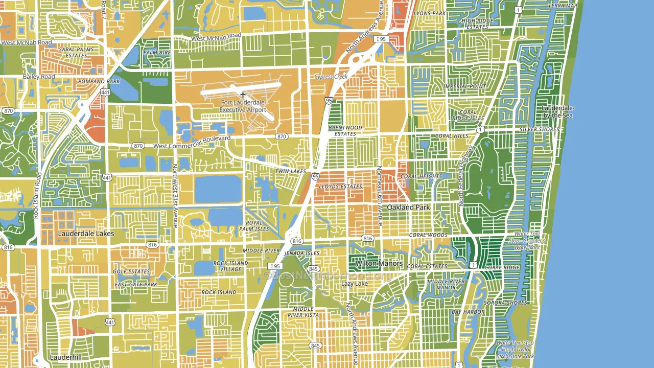 Oakland Park, FL block-group voter-turnout map