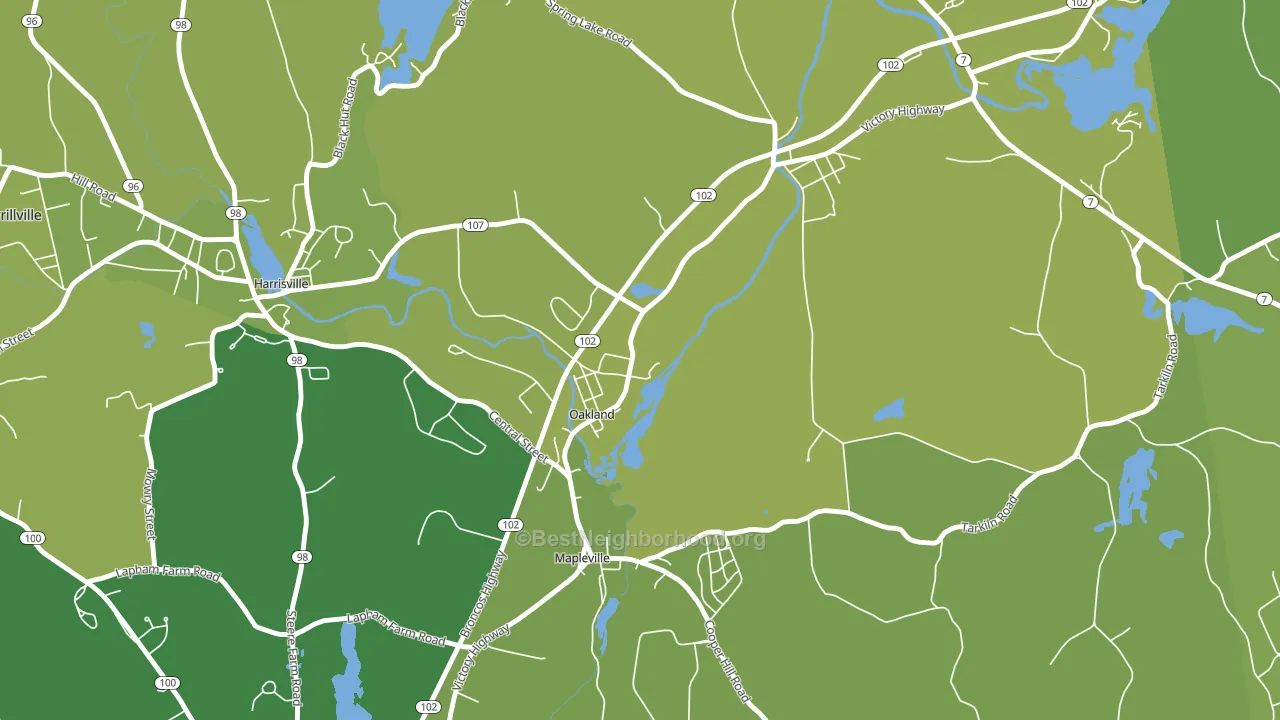 Oakland, RI block-group voter-turnout map