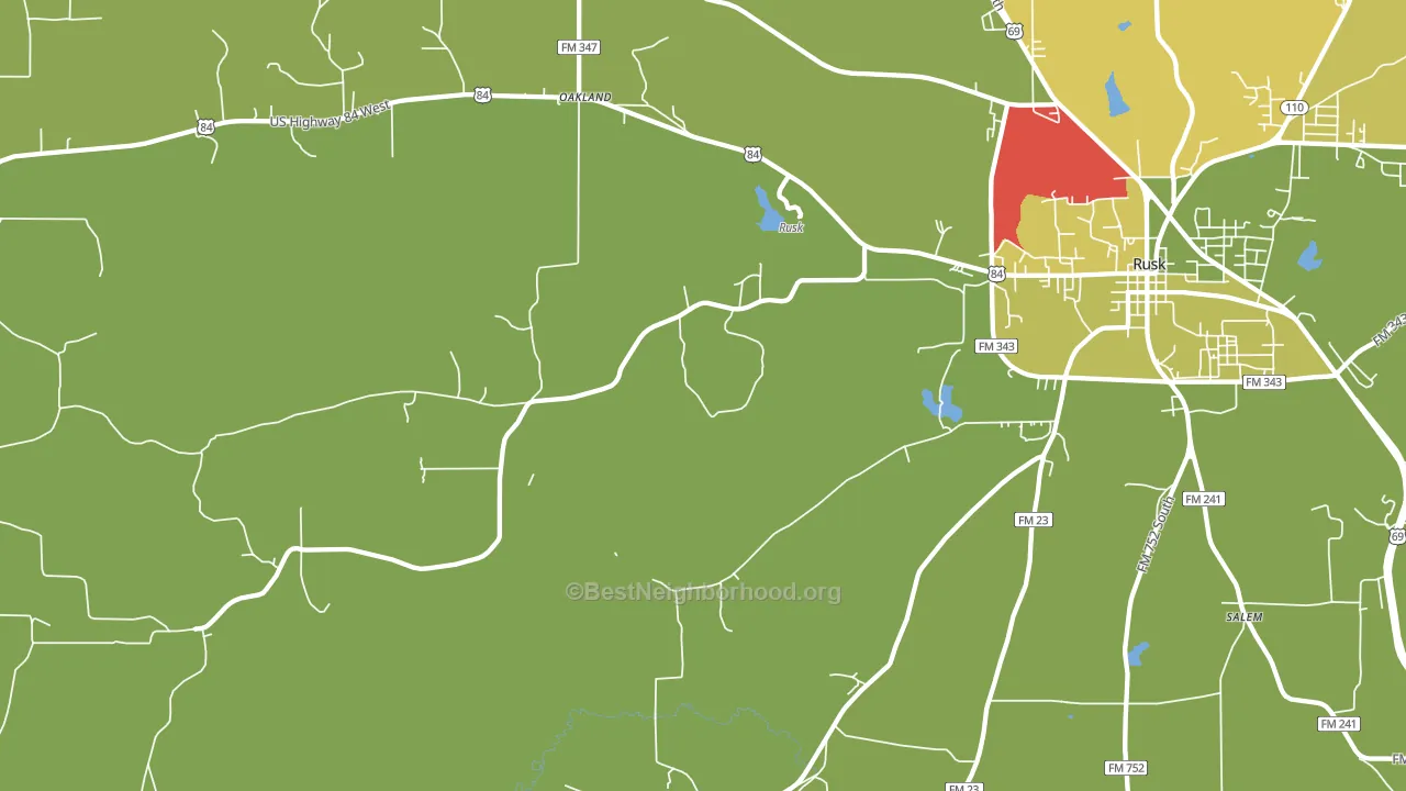 Oakland, TX block-group voter-turnout map