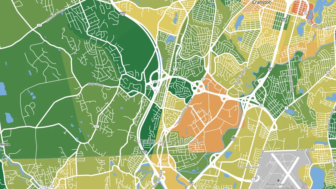 Oaklawn, Cranston, RI block-group voter-turnout map