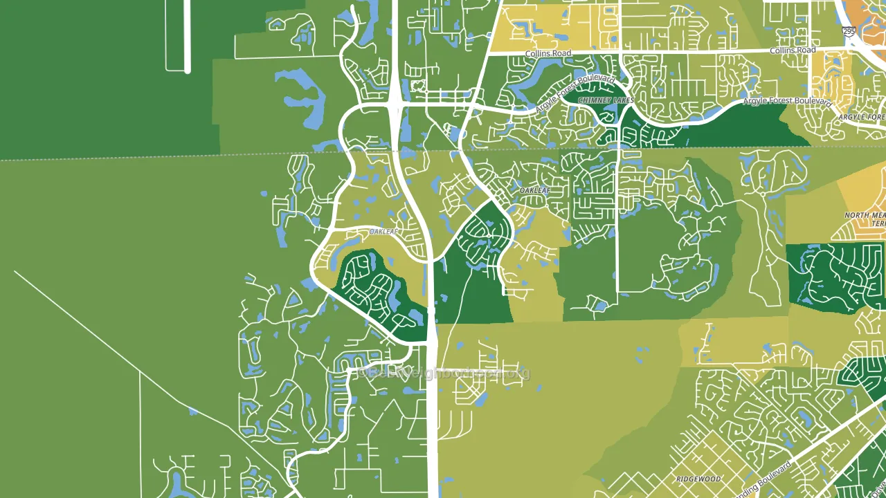 Oakleaf Plantation, FL block-group voter-turnout map