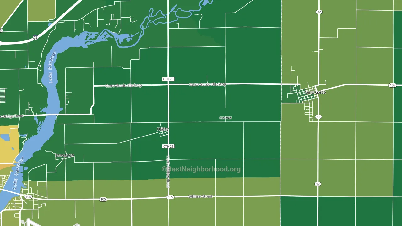 Oakley, IL block-group voter-turnout map