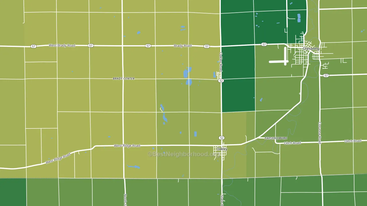 Oakley, MI block-group voter-turnout map