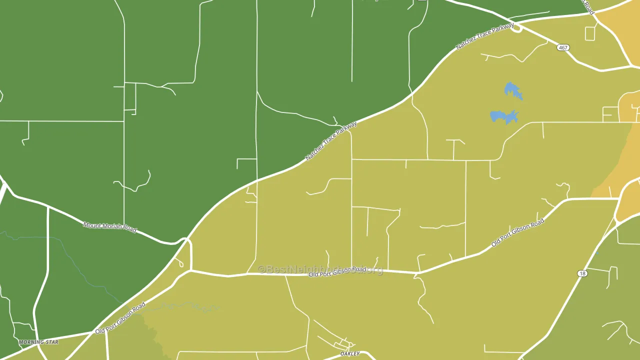 Oakley, MS block-group voter-turnout map