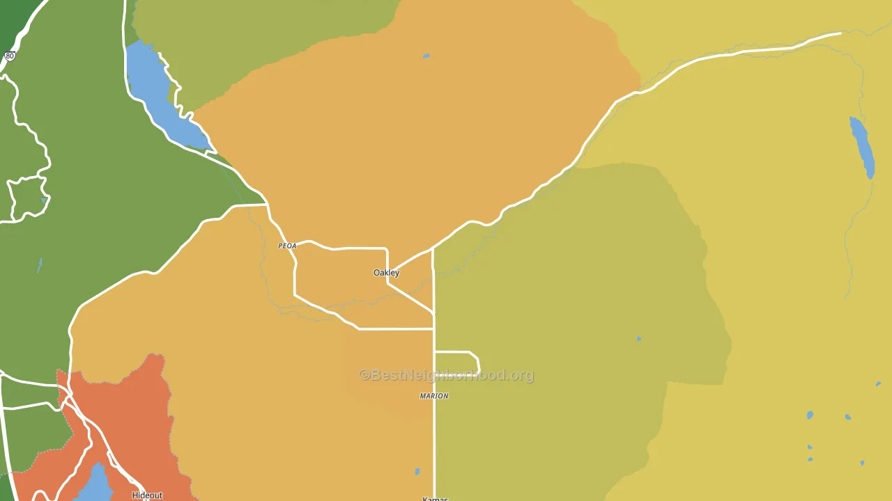 Oakley, UT block-group voter-turnout map