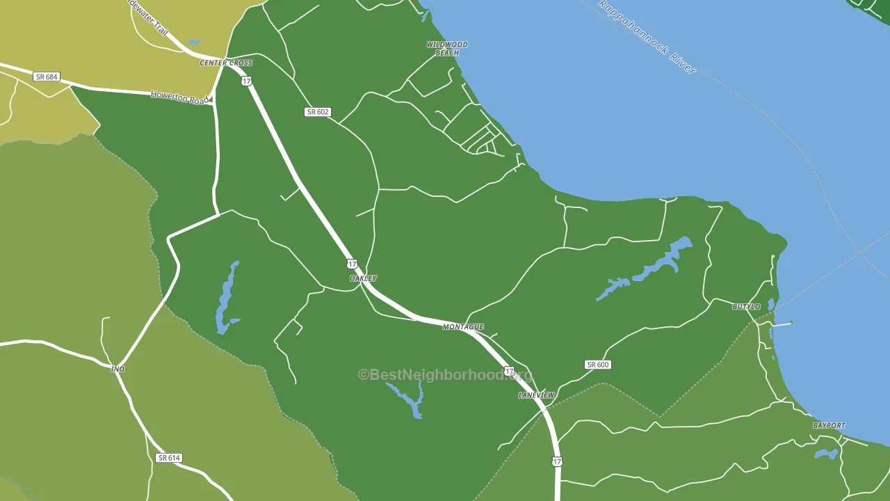Oakley, VA block-group voter-turnout map