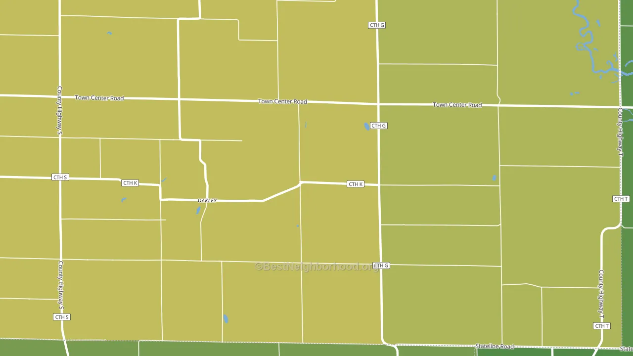 Oakley, WI block-group voter-turnout map