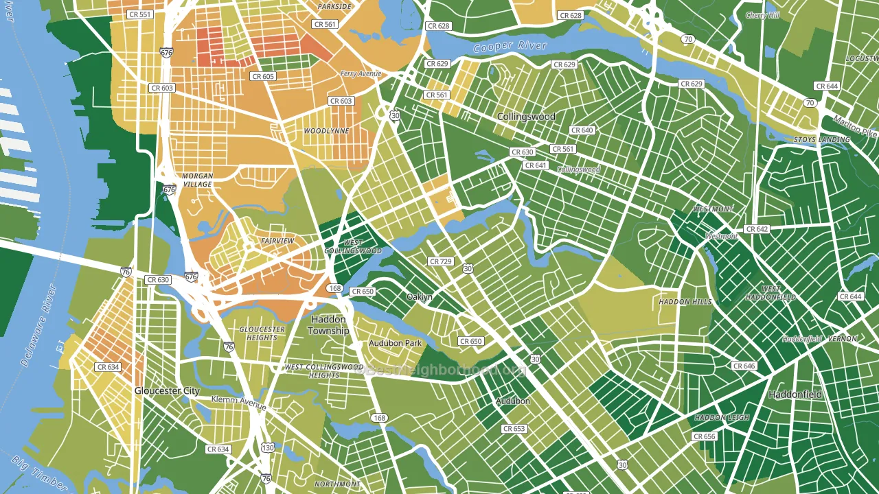 Oaklyn, NJ block-group voter-turnout map