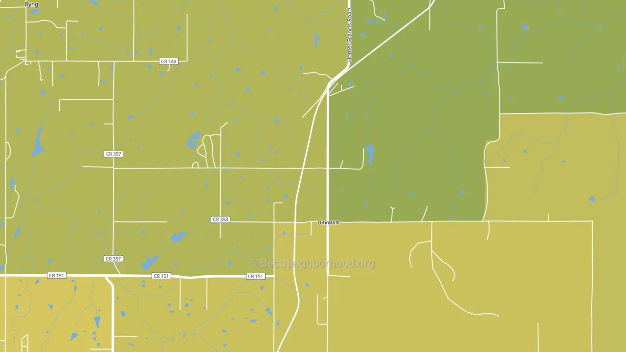 Oakman, OK block-group voter-turnout map