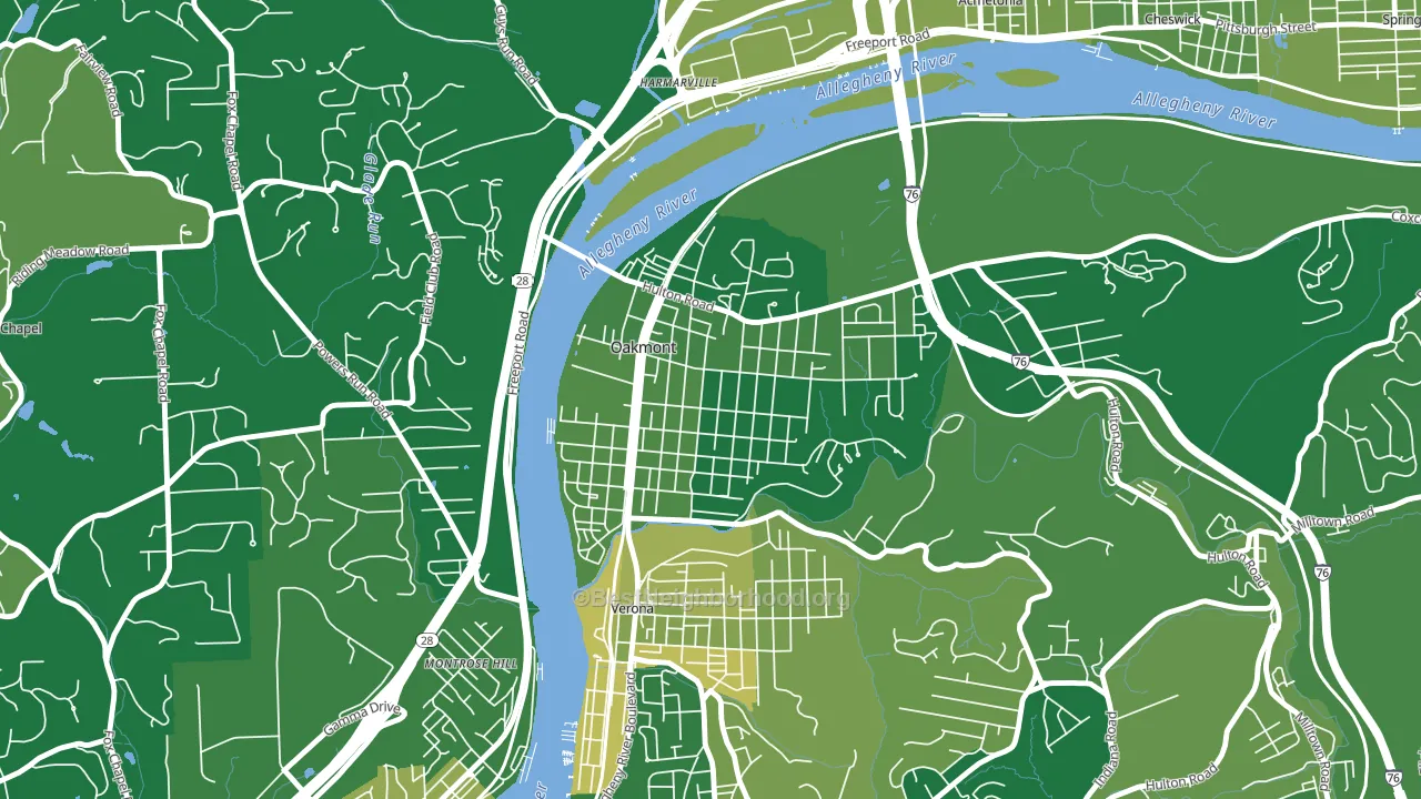 Oakmont, PA block-group voter-turnout map