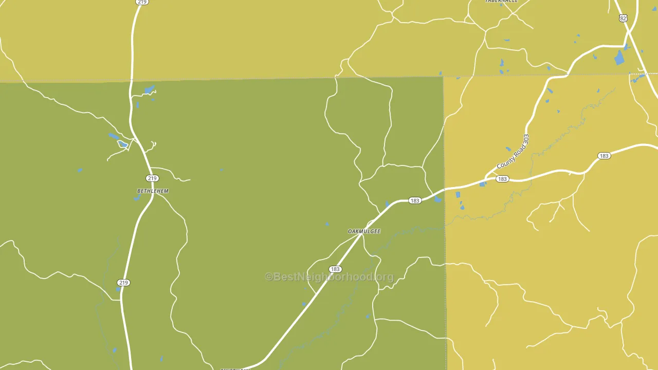 Oakmulgee, AL block-group voter-turnout map