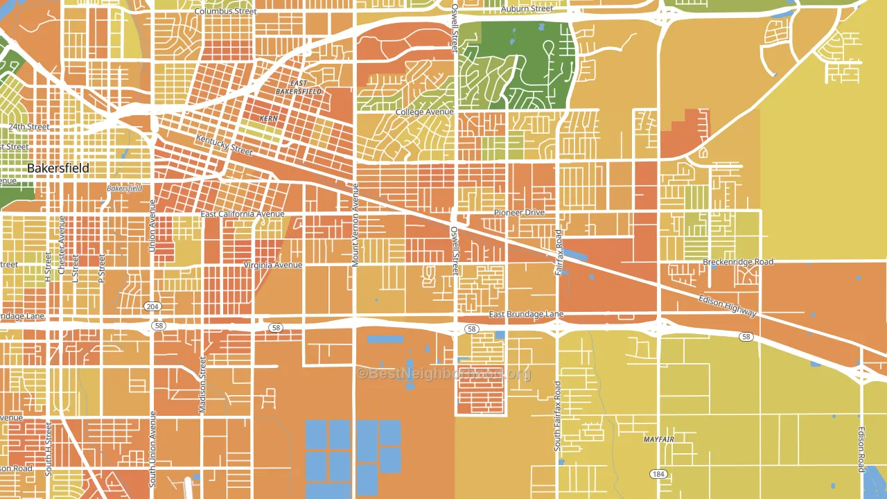 Oakridge, Bakersfield, CA block-group voter-turnout map