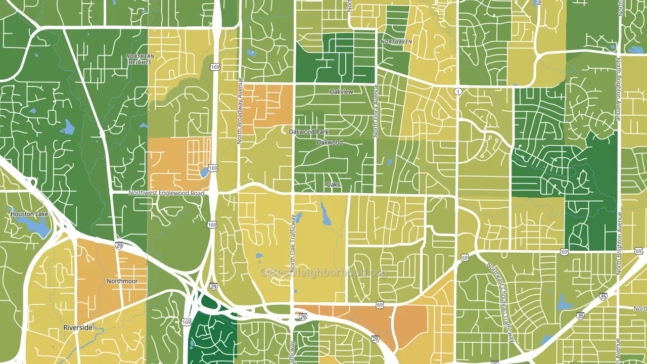 Oaks, MO block-group voter-turnout map