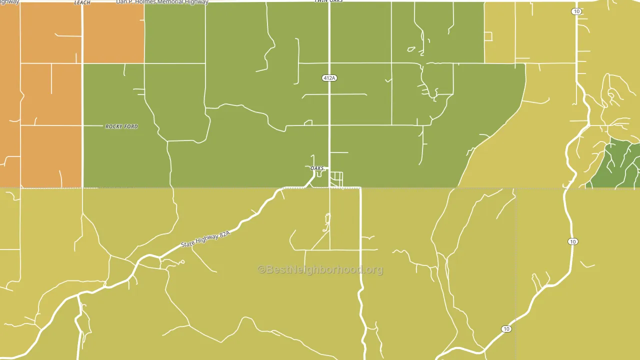 Oaks, OK block-group voter-turnout map