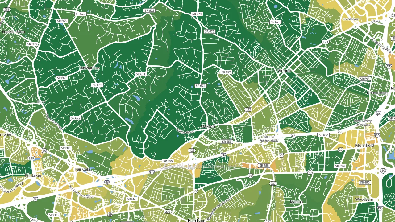 Oakton, VA block-group voter-turnout map