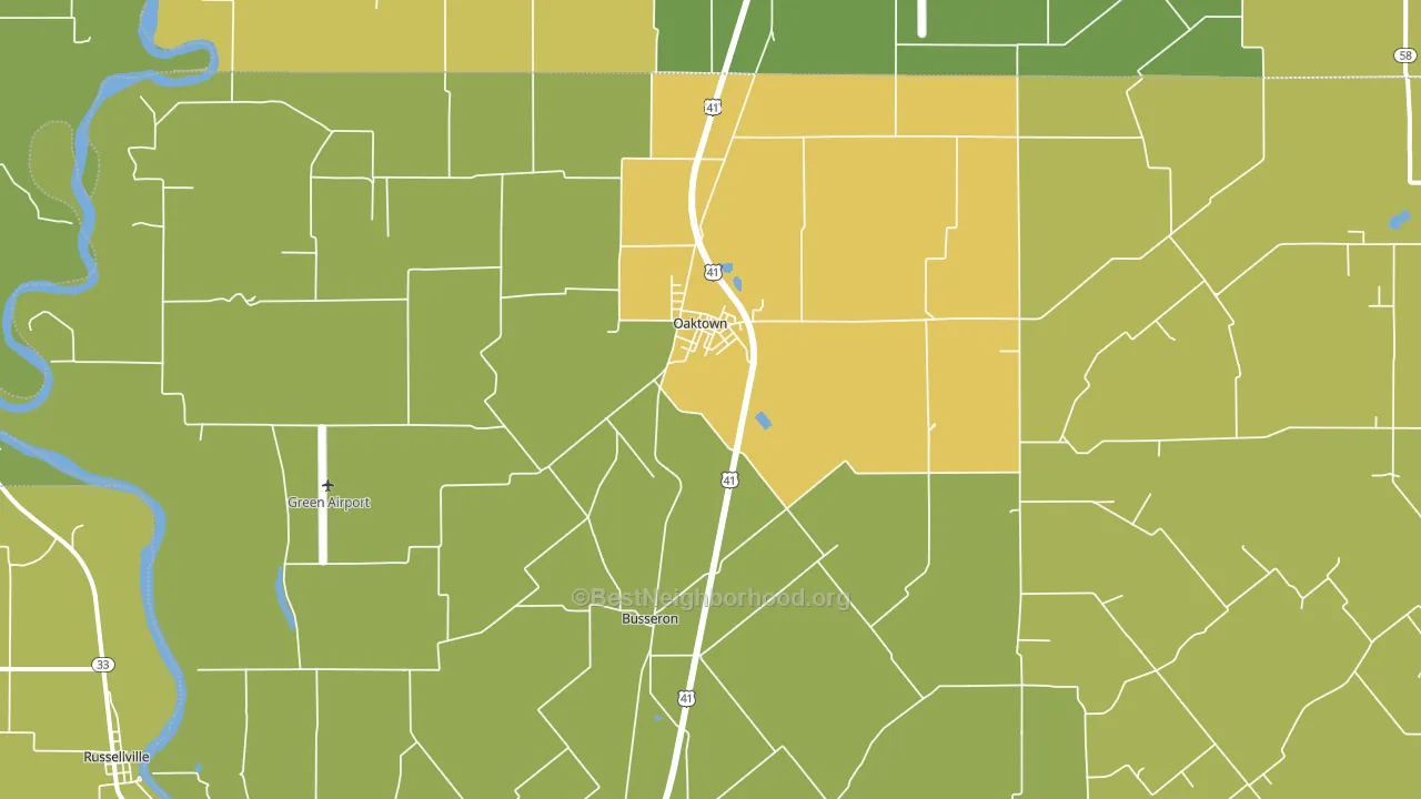 Oaktown, IN block-group voter-turnout map