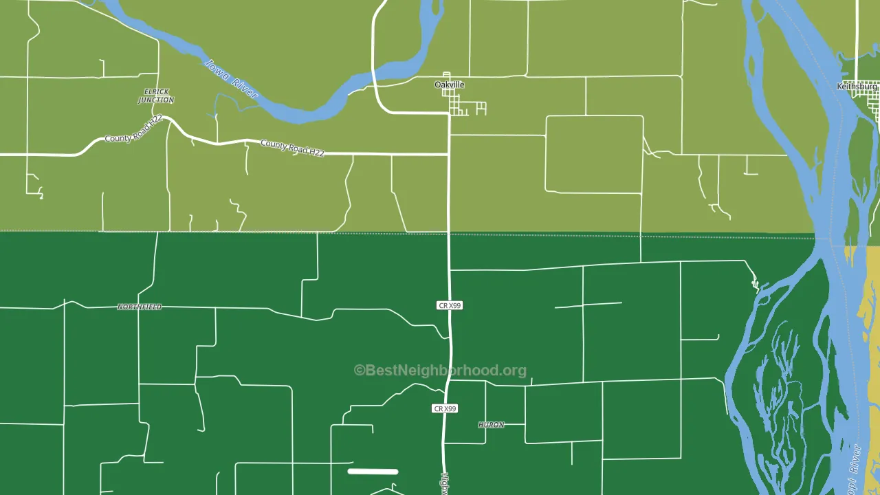 Oakville, IA block-group voter-turnout map