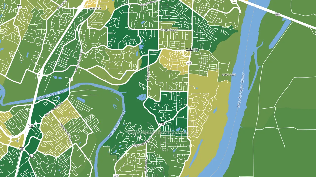 Oakville, MO block-group voter-turnout map