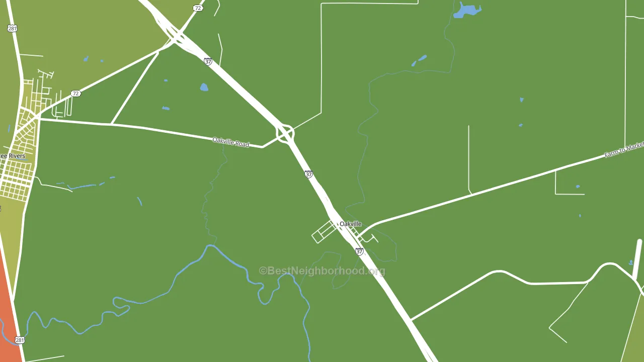 Oakville, TX block-group voter-turnout map