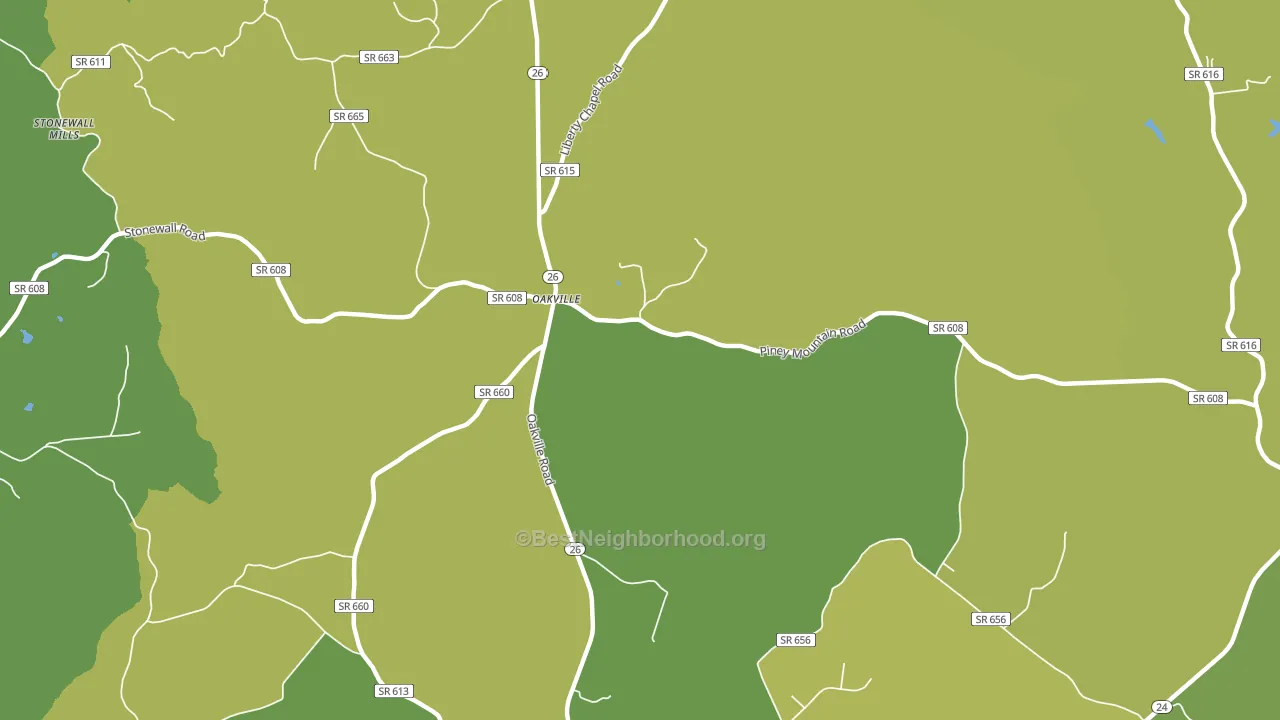 Oakville, VA block-group voter-turnout map