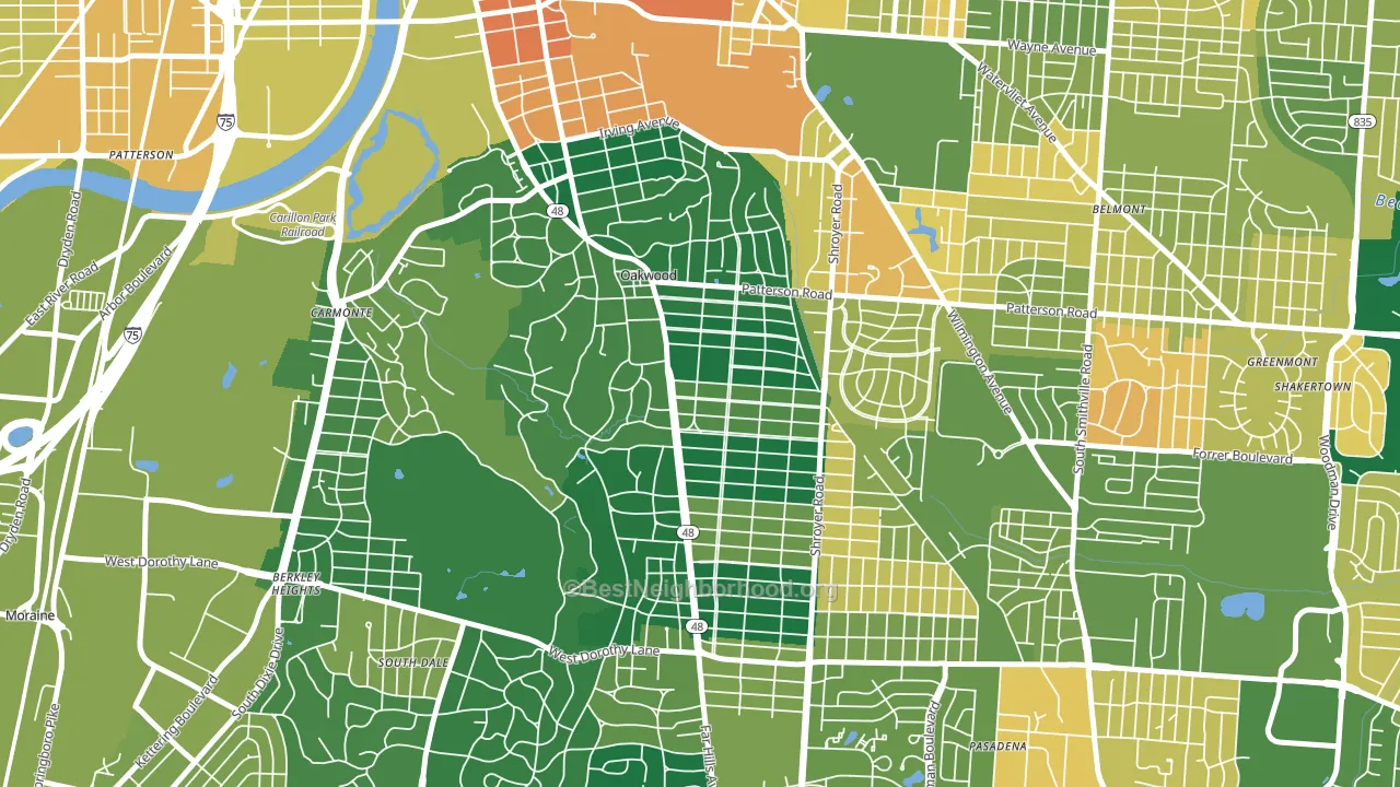 oakwood, Dayton, OH block-group voter-turnout map