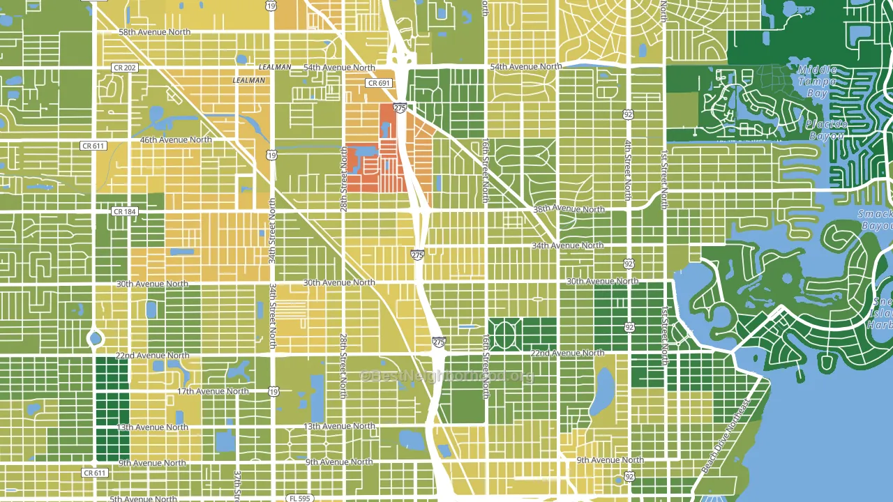 Oakwood Gardens, St. Petersburg, FL block-group voter-turnout map