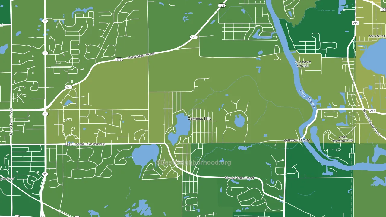 Oakwood Hills, IL block-group voter-turnout map