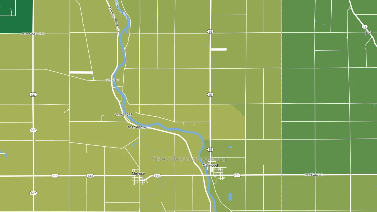 Oakwood, OH block-group voter-turnout map