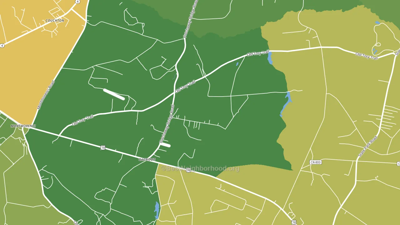 Oakwood, SC block-group voter-turnout map