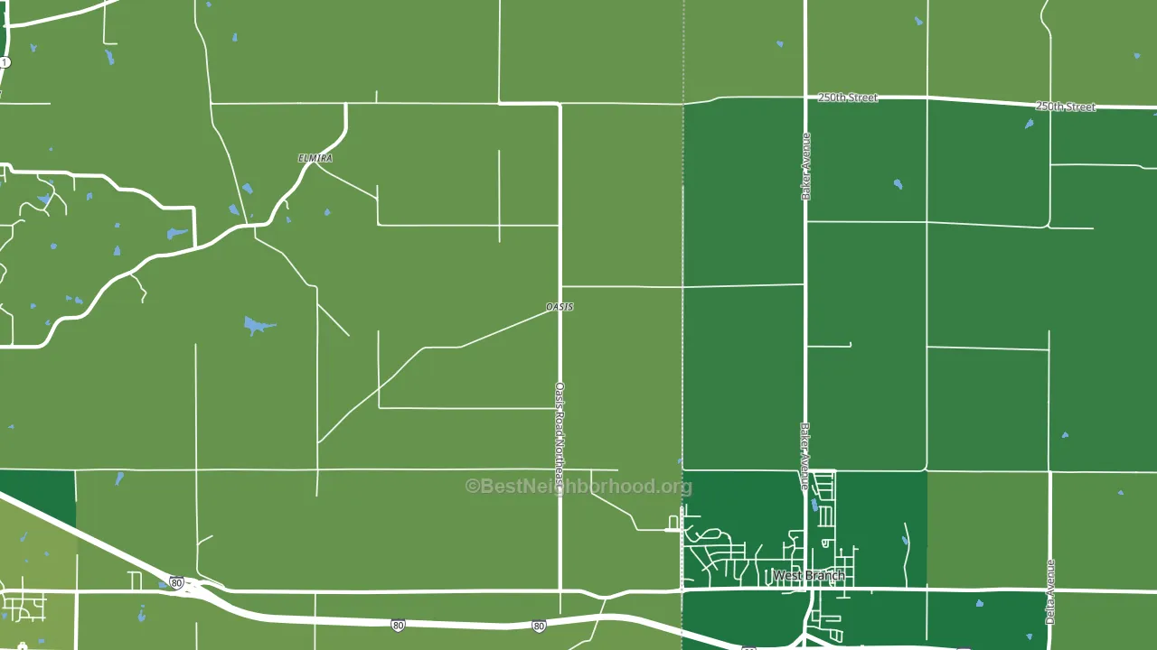 Oasis, IA block-group voter-turnout map