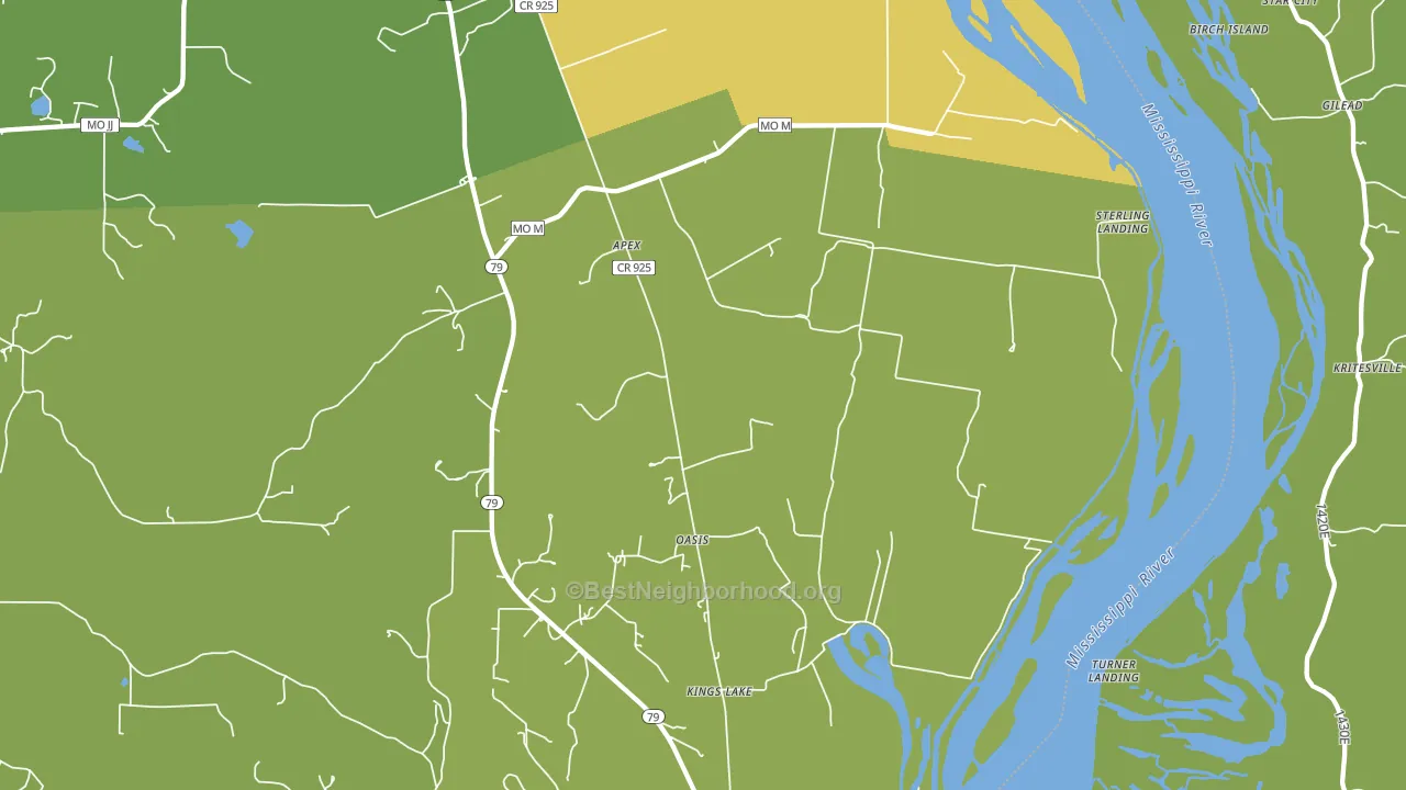 Oasis, MO block-group voter-turnout map