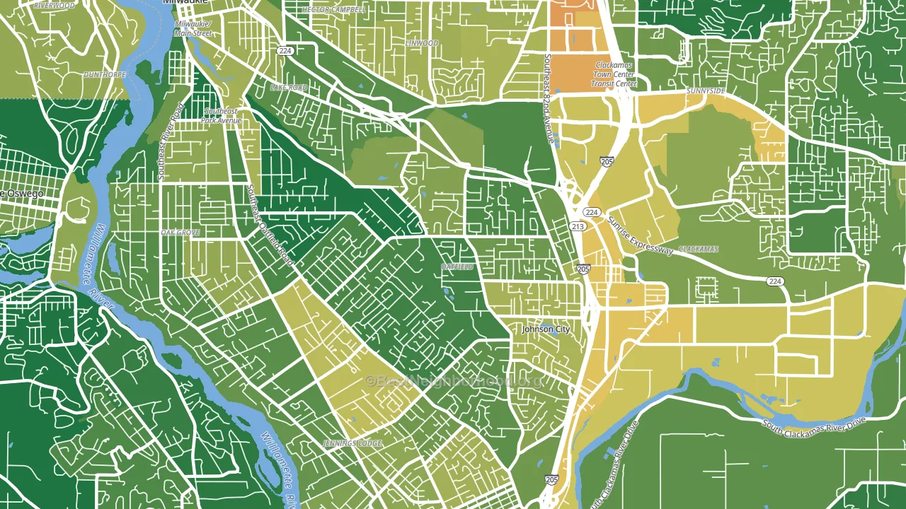 Oatfield, OR block-group voter-turnout map