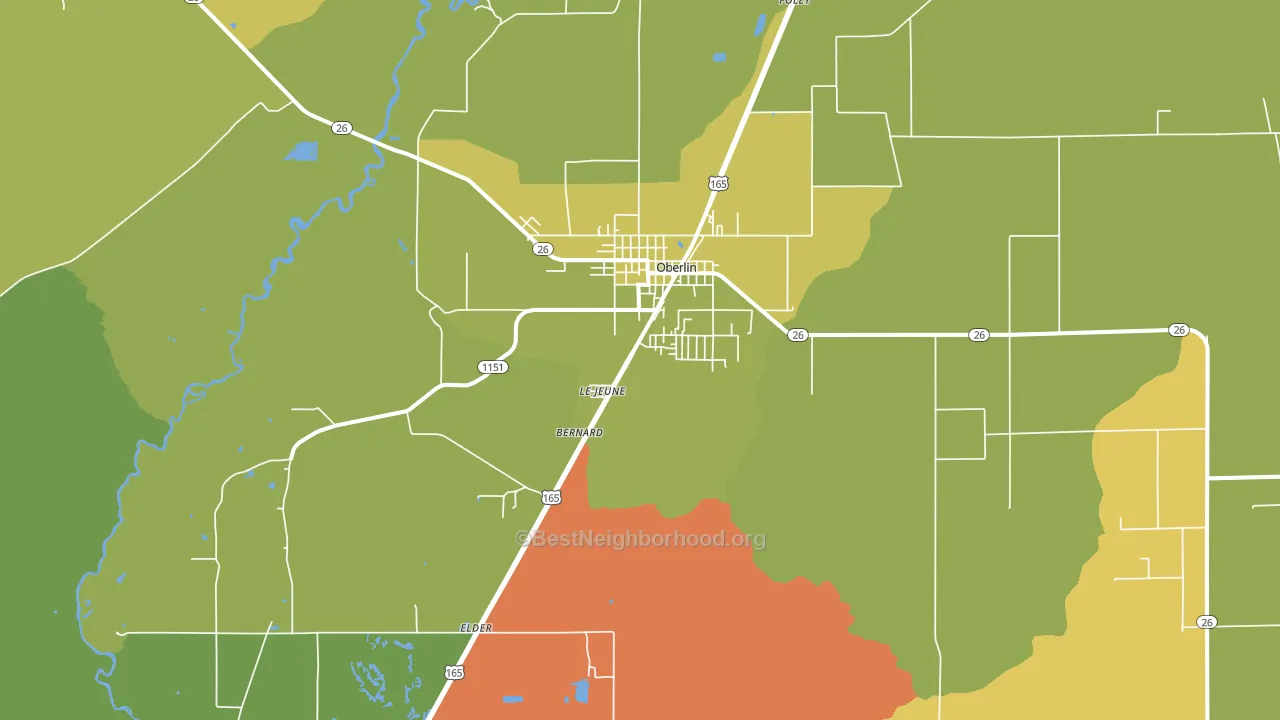 Oberlin, LA block-group voter-turnout map