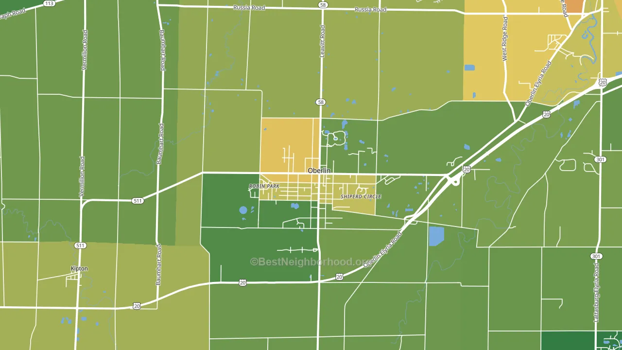 Oberlin, OH block-group voter-turnout map