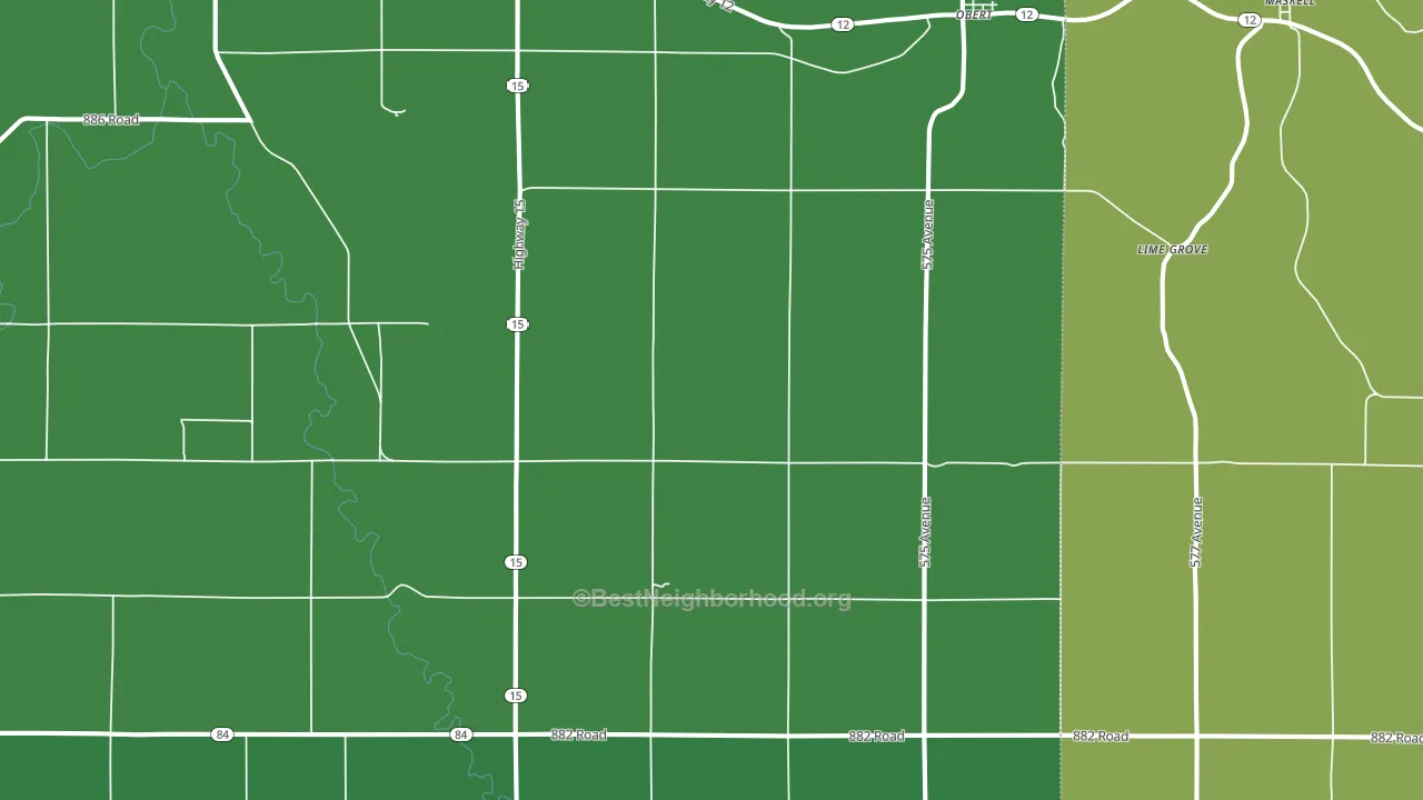 Obert, NE block-group voter-turnout map