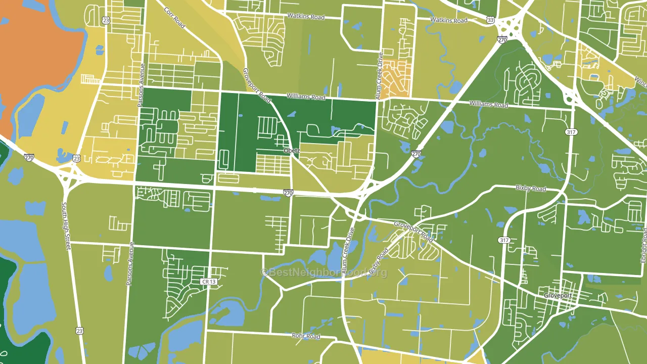 Obetz, OH block-group voter-turnout map