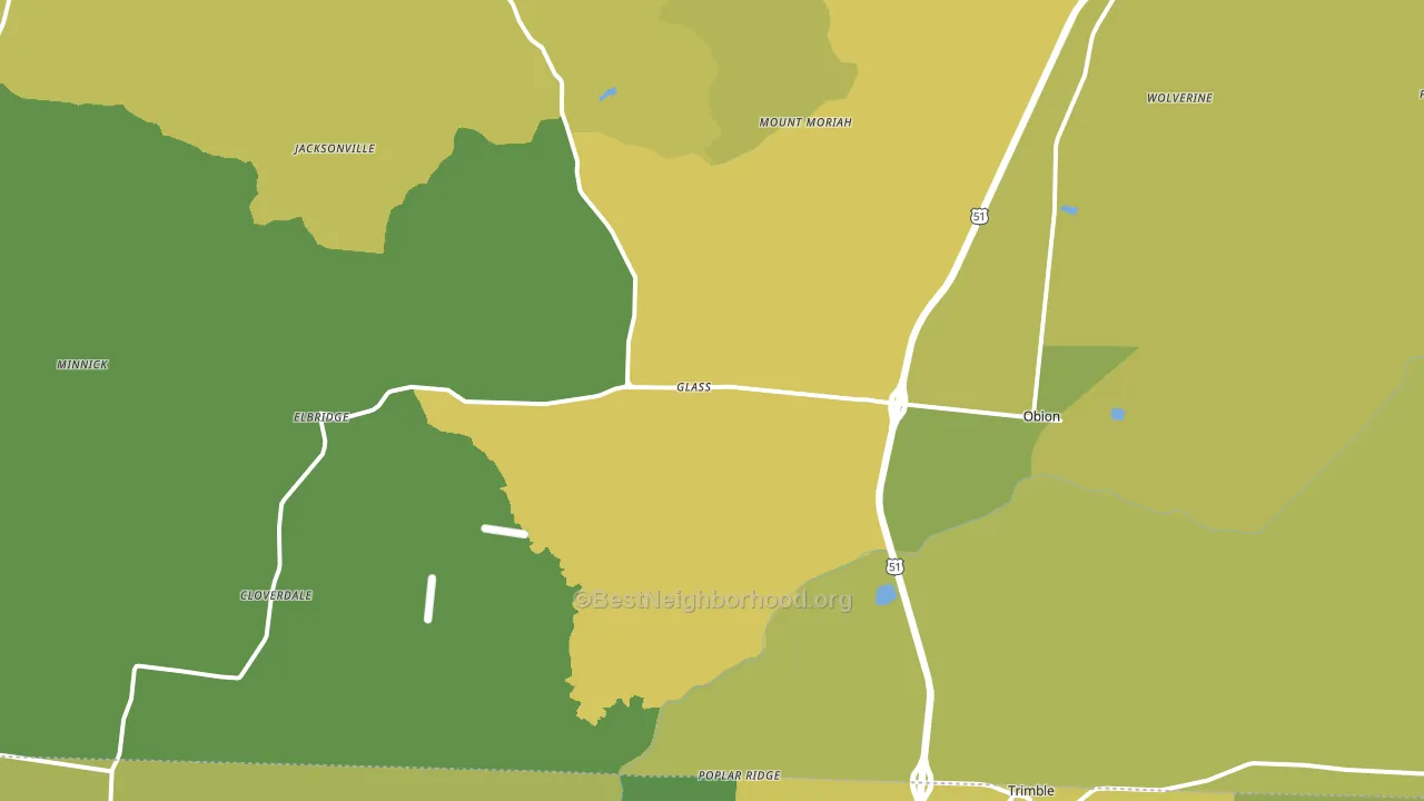 Obion, TN block-group voter-turnout map
