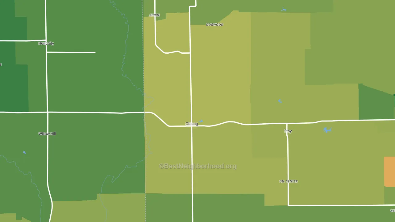 Oblong, IL block-group voter-turnout map