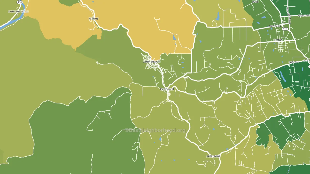 Occidental, CA block-group voter-turnout map
