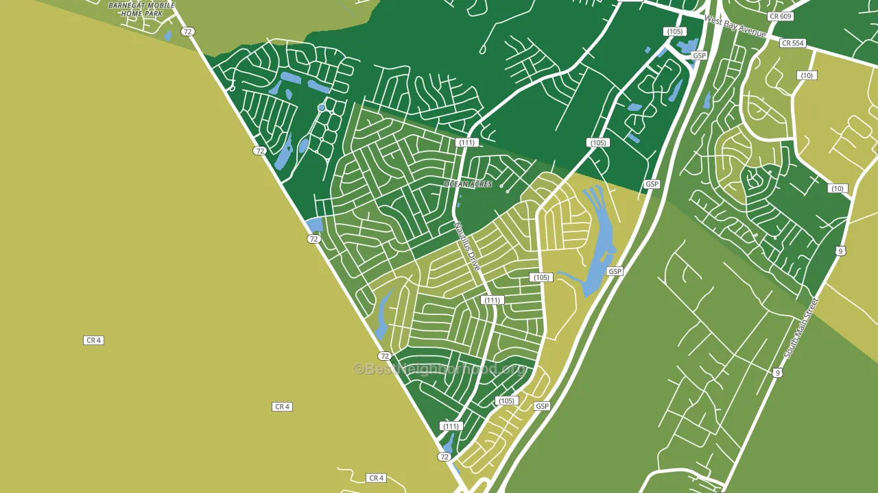 Ocean Acres, NJ block-group voter-turnout map