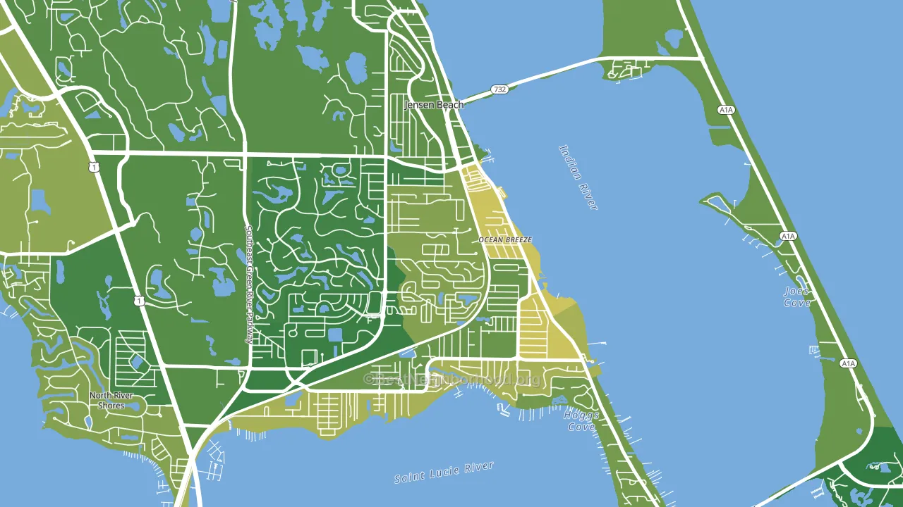 Ocean Breeze Park, FL block-group voter-turnout map