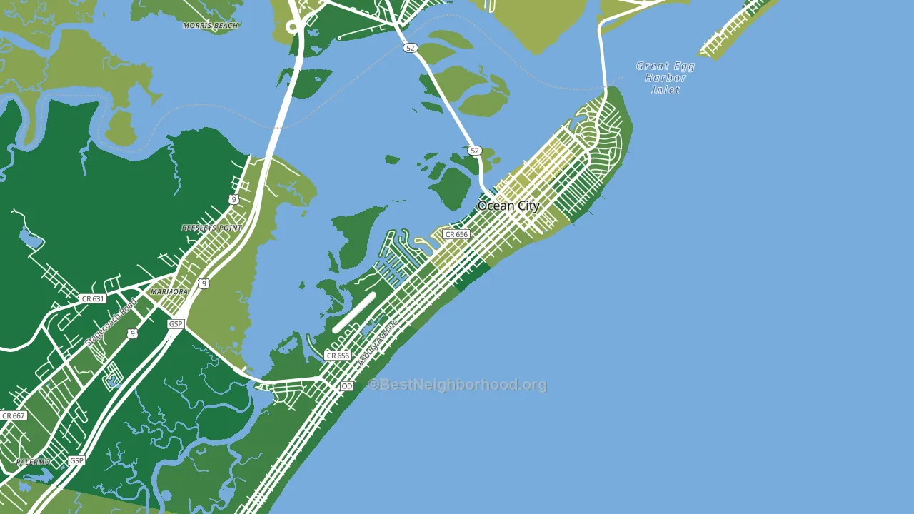 Ocean City, NJ block-group voter-turnout map